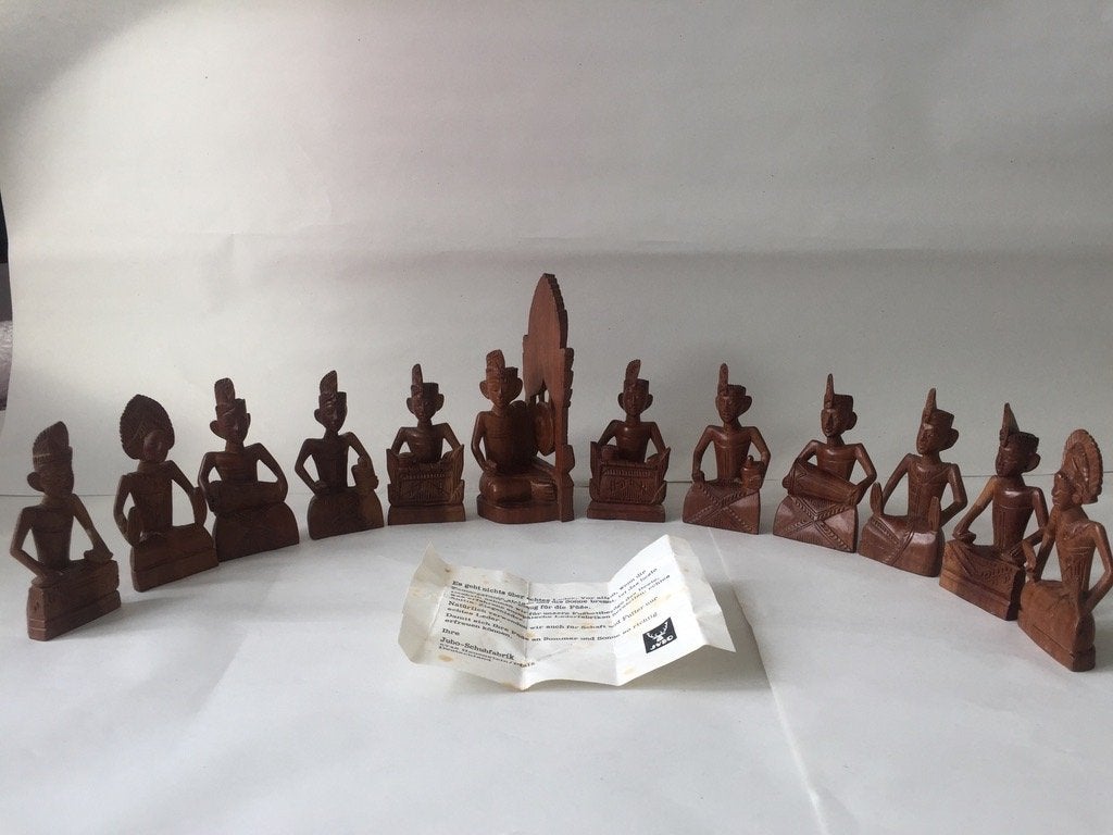 Complete 12-delige Set Balinees Houtsnijwerk Gamelan, Ophalen, Meerkleurig, Hout, 15 cm