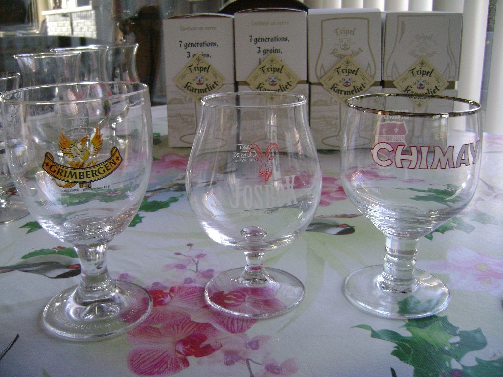 3 Nieuwe 33 cl. sier-bierglazen van diverse merken, Ophalen of Verzenden, Nieuw, Glas of Glazen, Overige merken