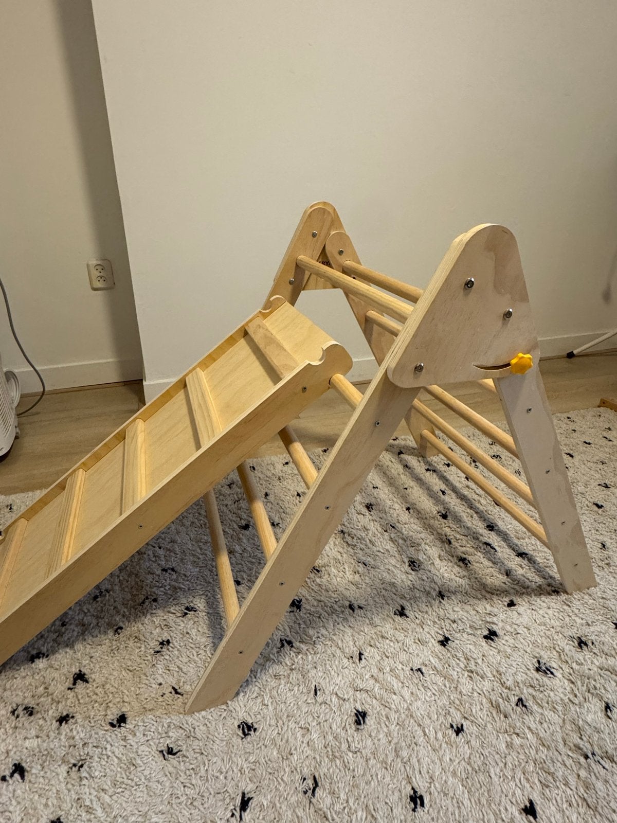 Houten klimdriehoek met klimplank en glijbaan voor kinderen, Ophalen, Zo goed als nieuw, Glijbaan
