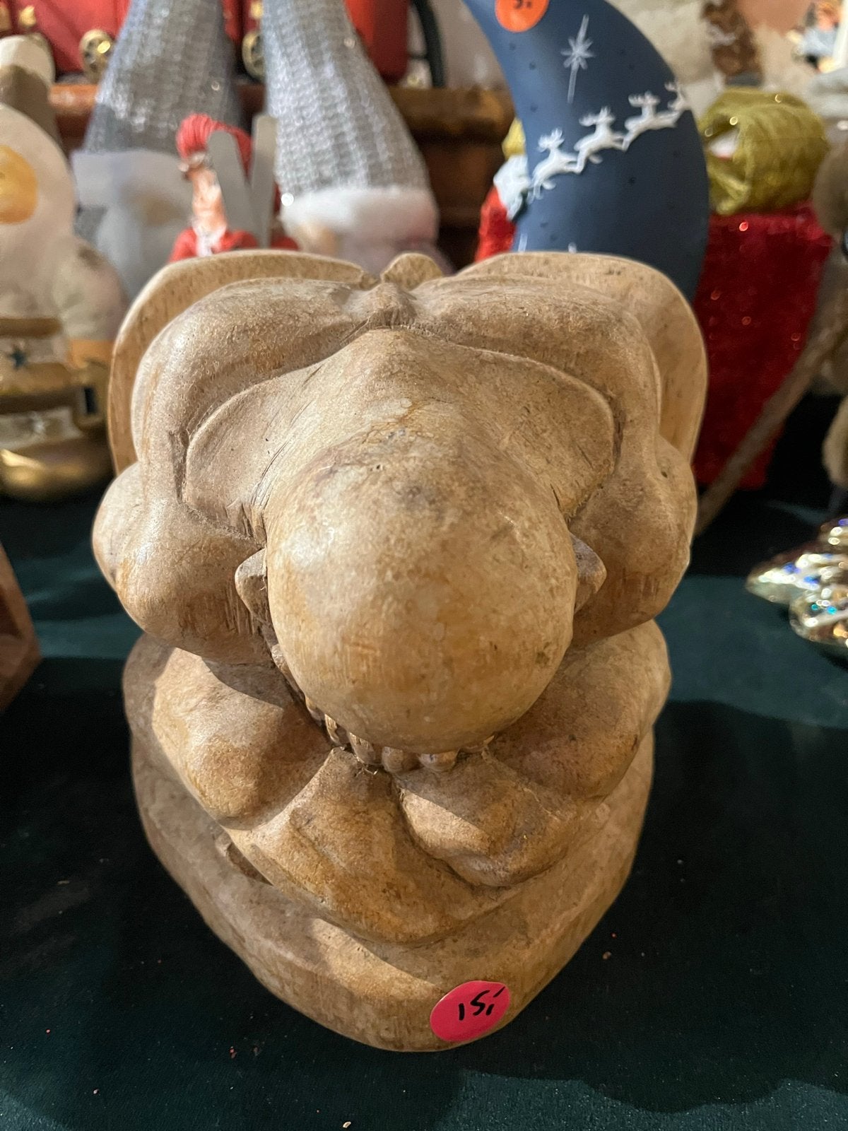 Unieke handgesneden houten boekensteunen - Vintage, D, Gebruikt, Ophalen of Verzenden, Bruin