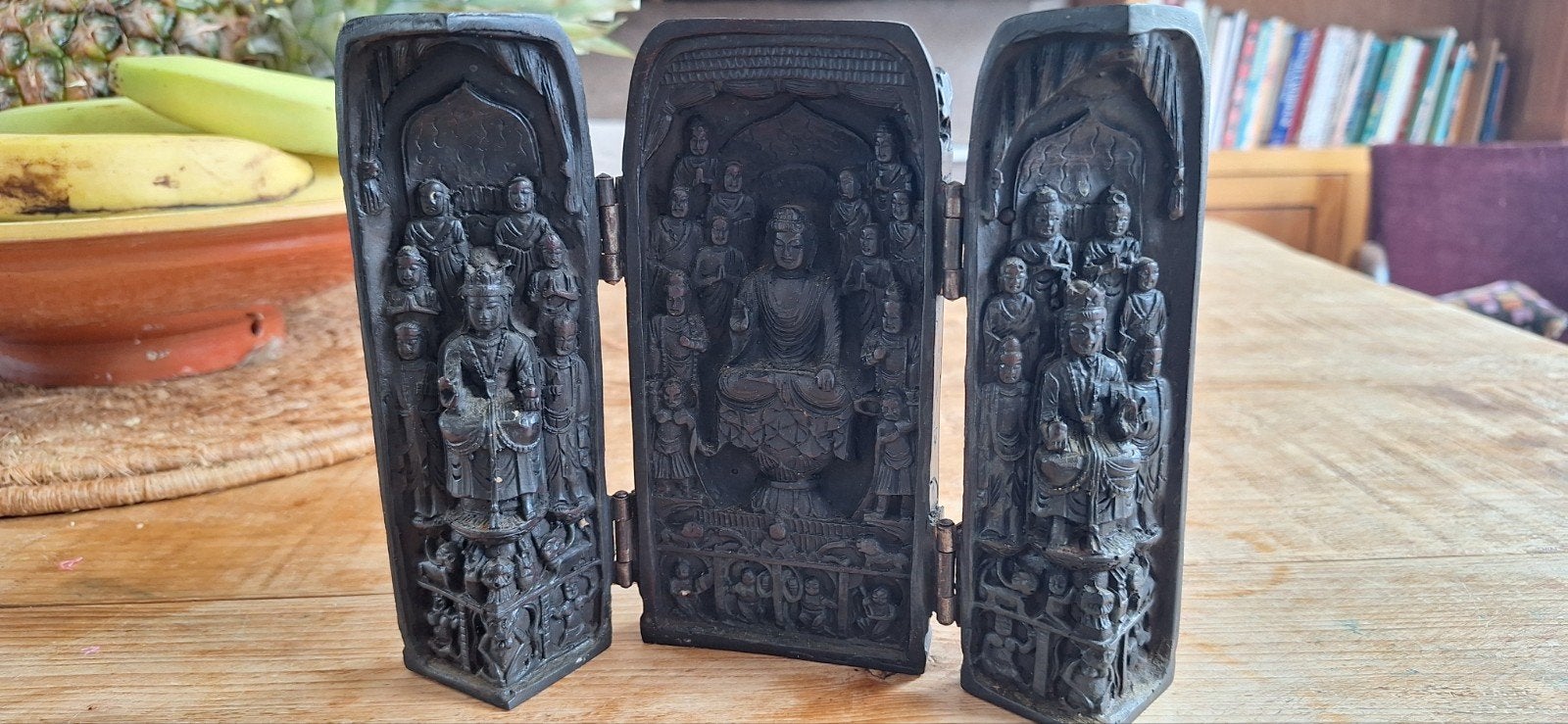 Hindu travel shrine sculpture, resin, Antiek en Kunst, Kunst | Beelden en Houtsnijwerken, Geglazuurd, Minder dan 20 cm, Ophalen of Verzenden