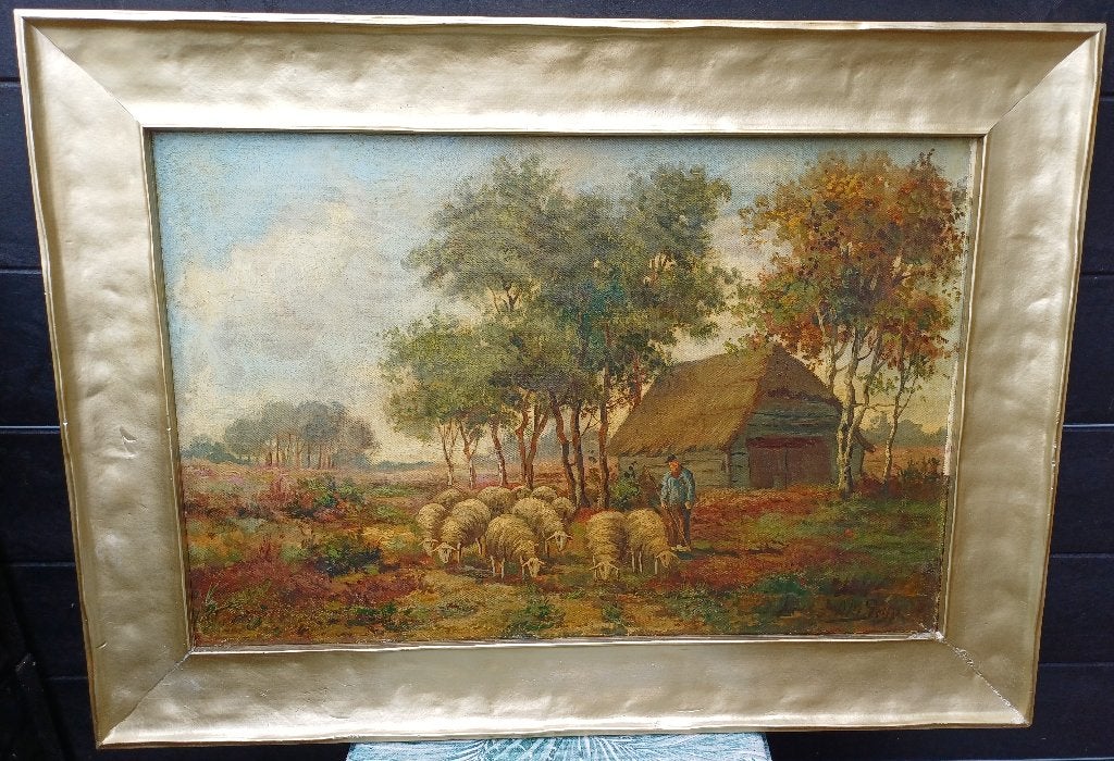 schilderij van A M Geyp, Doek, Dieren, Ophalen of Verzenden, Olieverf