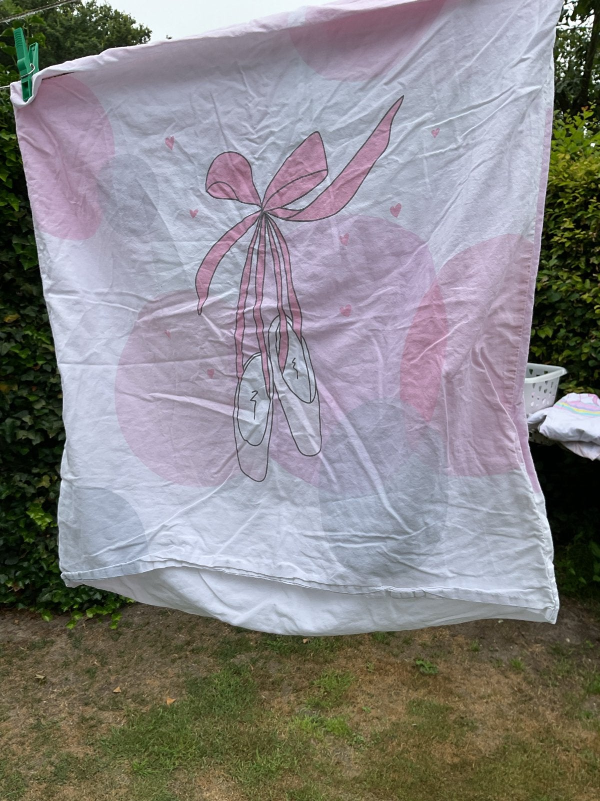 Eenpersoons dekbedovertrek met ballerina's, Gebruikt, Eenpersoons, Wit, Dekbedovertrek