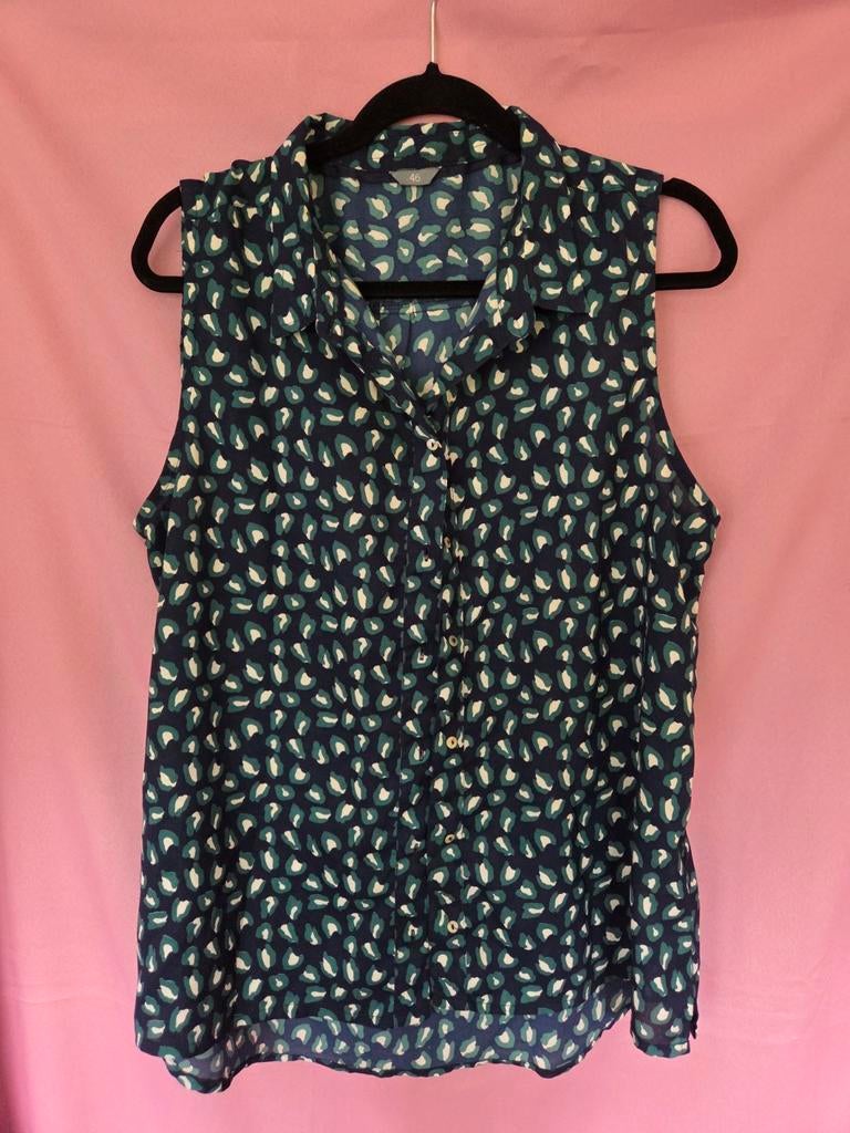 Mouwloze blouse met print - Maat 46, Kleding | Dames, Blouses en Tunieken, Blauw, Zeeman, Maat 46/48 (XL) of groter, Ophalen of Verzenden