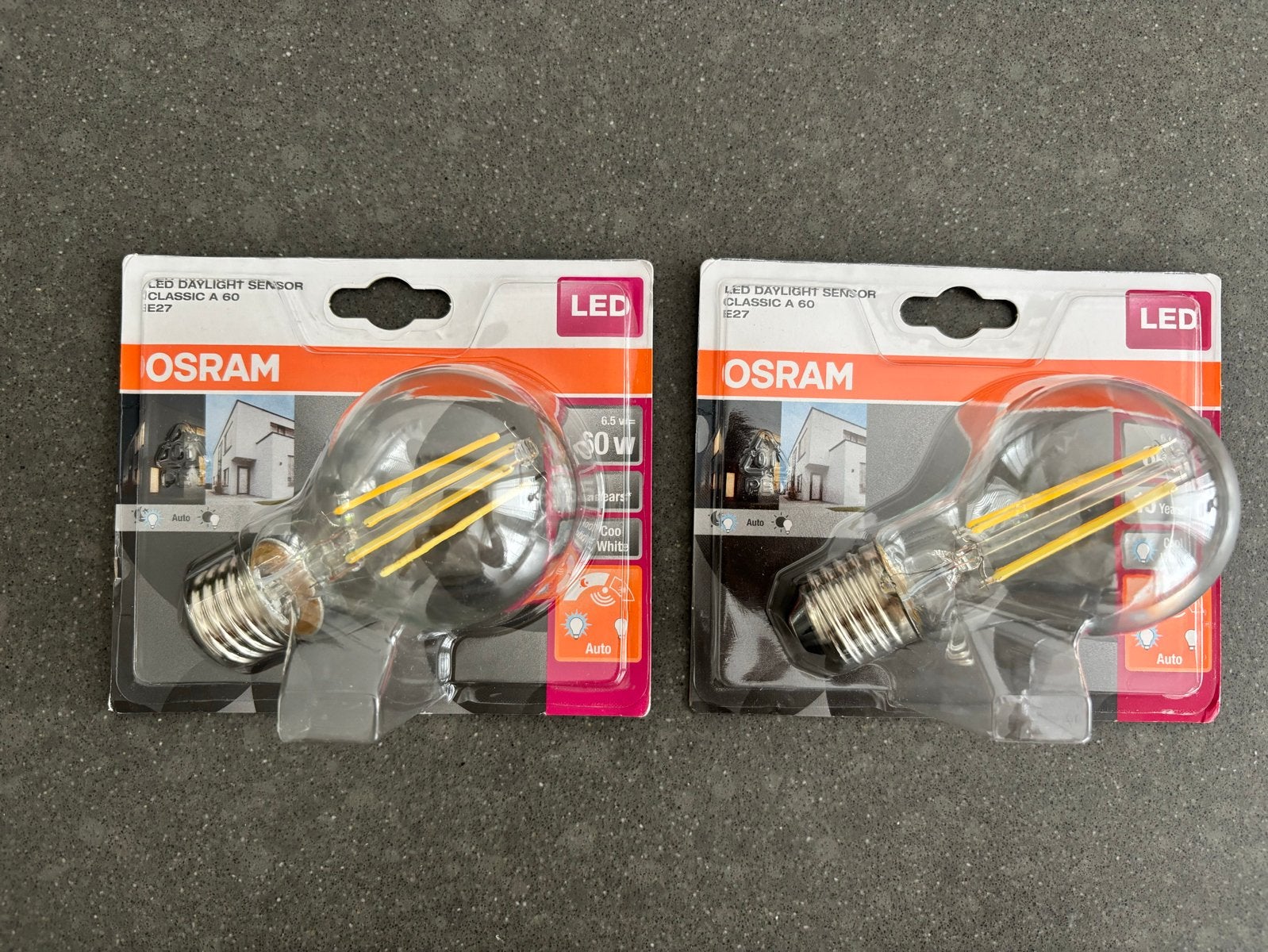 Osram LED Daglicht Sensor E27 Schemersensor Lampen (2 stuks), Met sensor, Osram, Nieuw, E27 (groot)