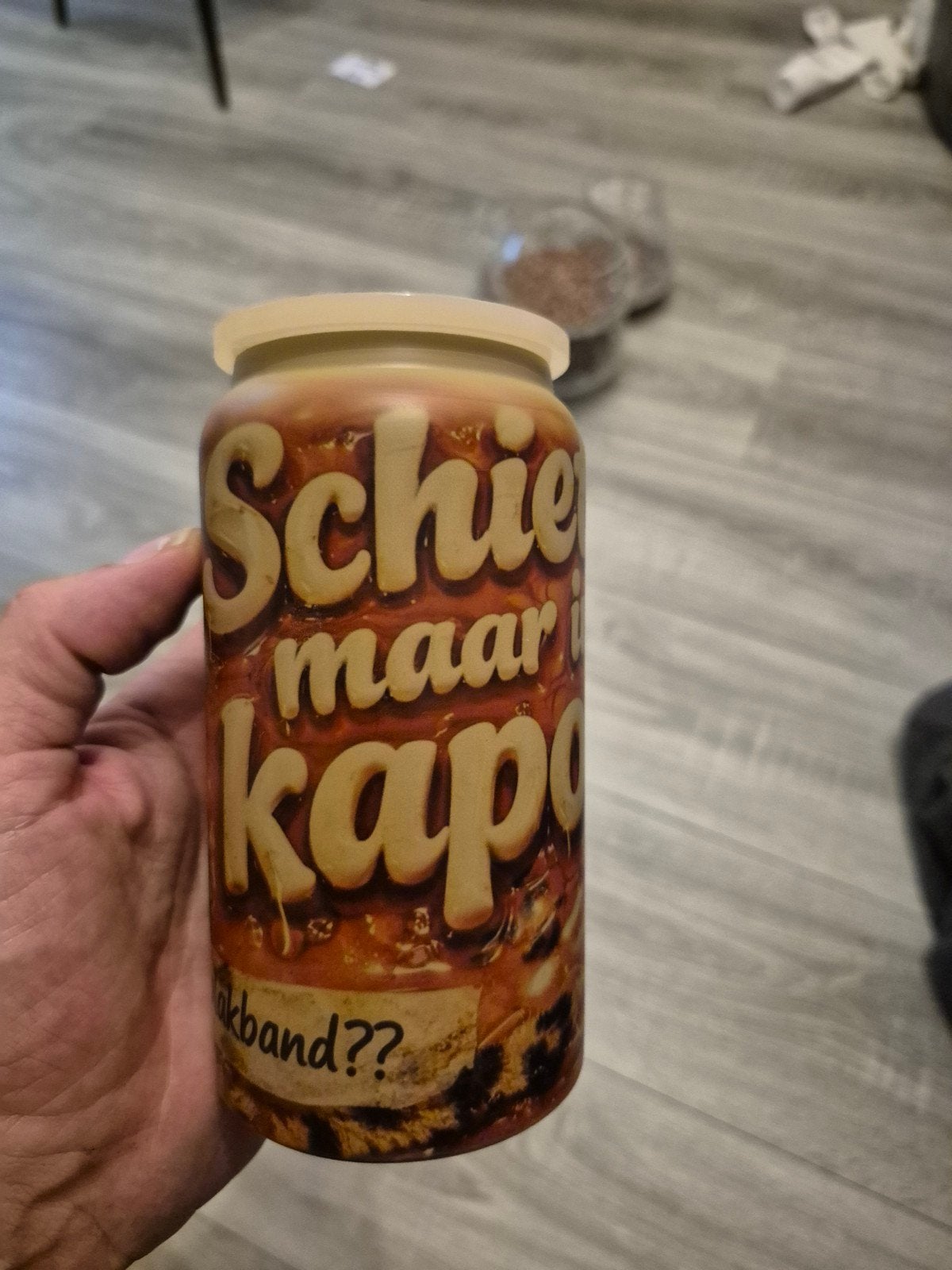 Gekleurde RVS Tumbler met rietje 'Schiet maar in een potje!, Overige typen, Ophalen of Verzenden, Zo goed als nieuw, Metaal