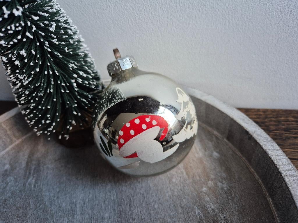 Vintage kerstbal paddenstoel 474, Diversen, Kerst, *, Gebruikt, *, Ophalen of Verzenden