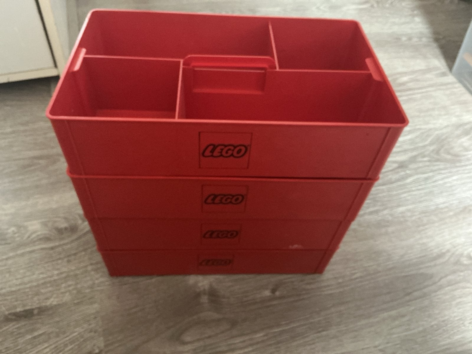 Lego opbergboxen kleur  rood met vakverdeling, Ophalen of Verzenden, Gebruikt, Accessoire, Lego
