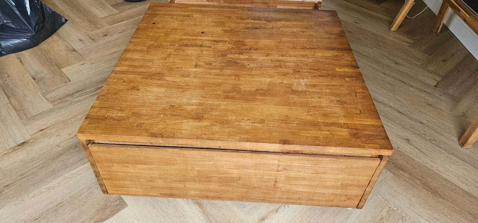 Mango houten tafel met laden, Zo goed als nieuw, Minder dan 50 cm, Rechthoekig, 50 tot 100 cm