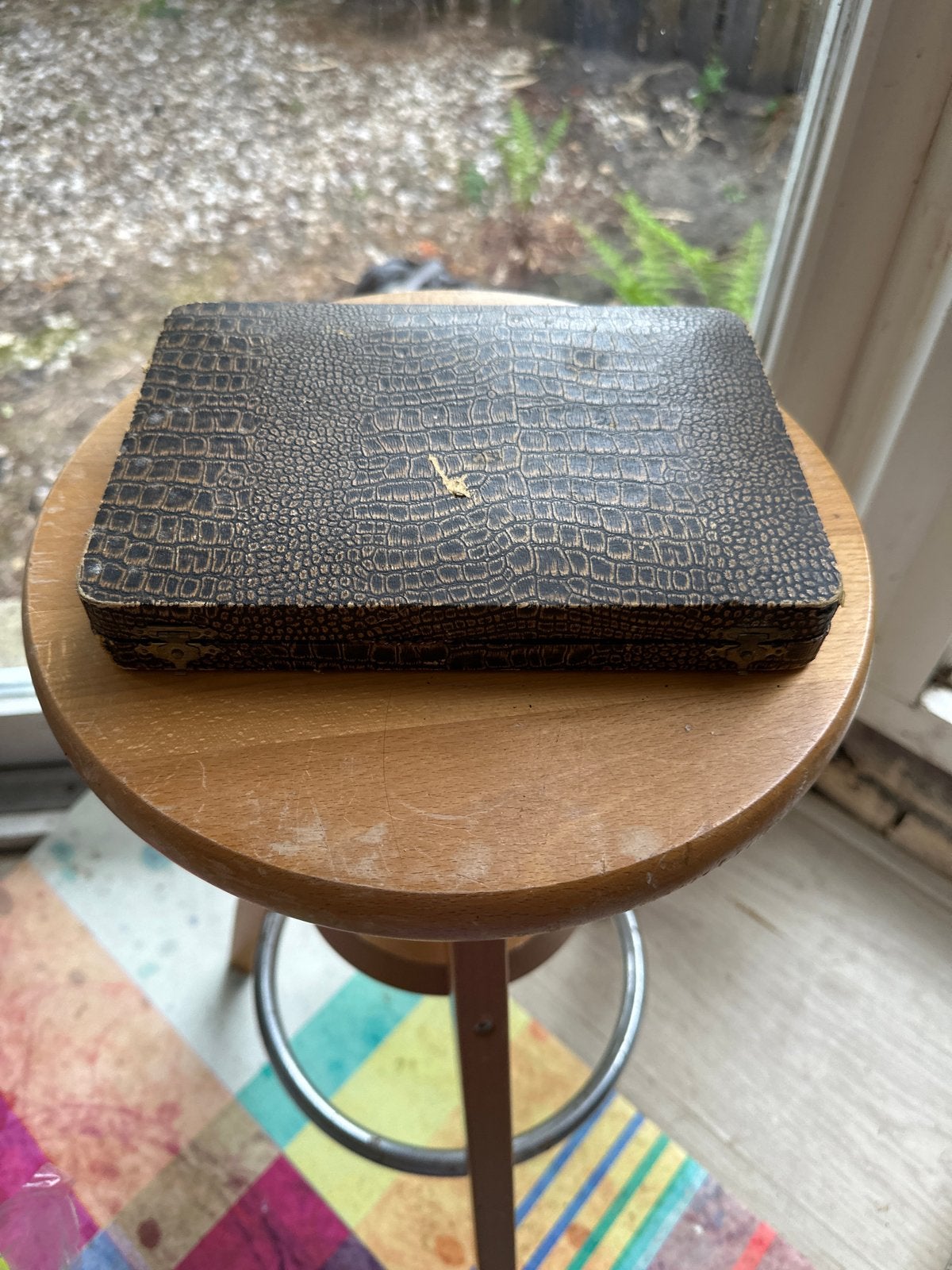 Antieke Manicure Set in Krokodillenleer Look Doos, Ophalen