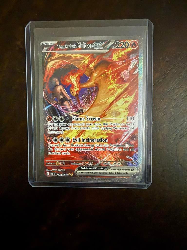 Team Rocket's Moltres ex DRI 229/182 Pokémon Kaart, Ophalen, Nieuw, Losse kaart, Foil