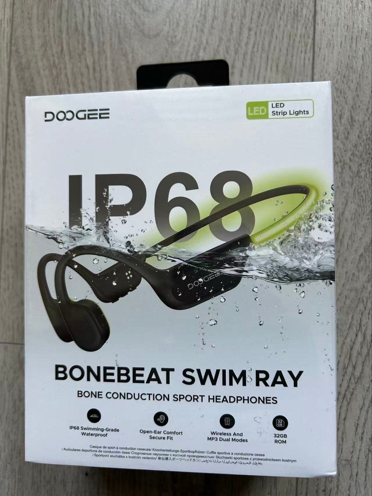 Doogee Bonebeat Swim Ray IP68 Bone Conduction Hoofdtelefoon, Bluetooth, Bone conduction, Nieuw, Zwart
