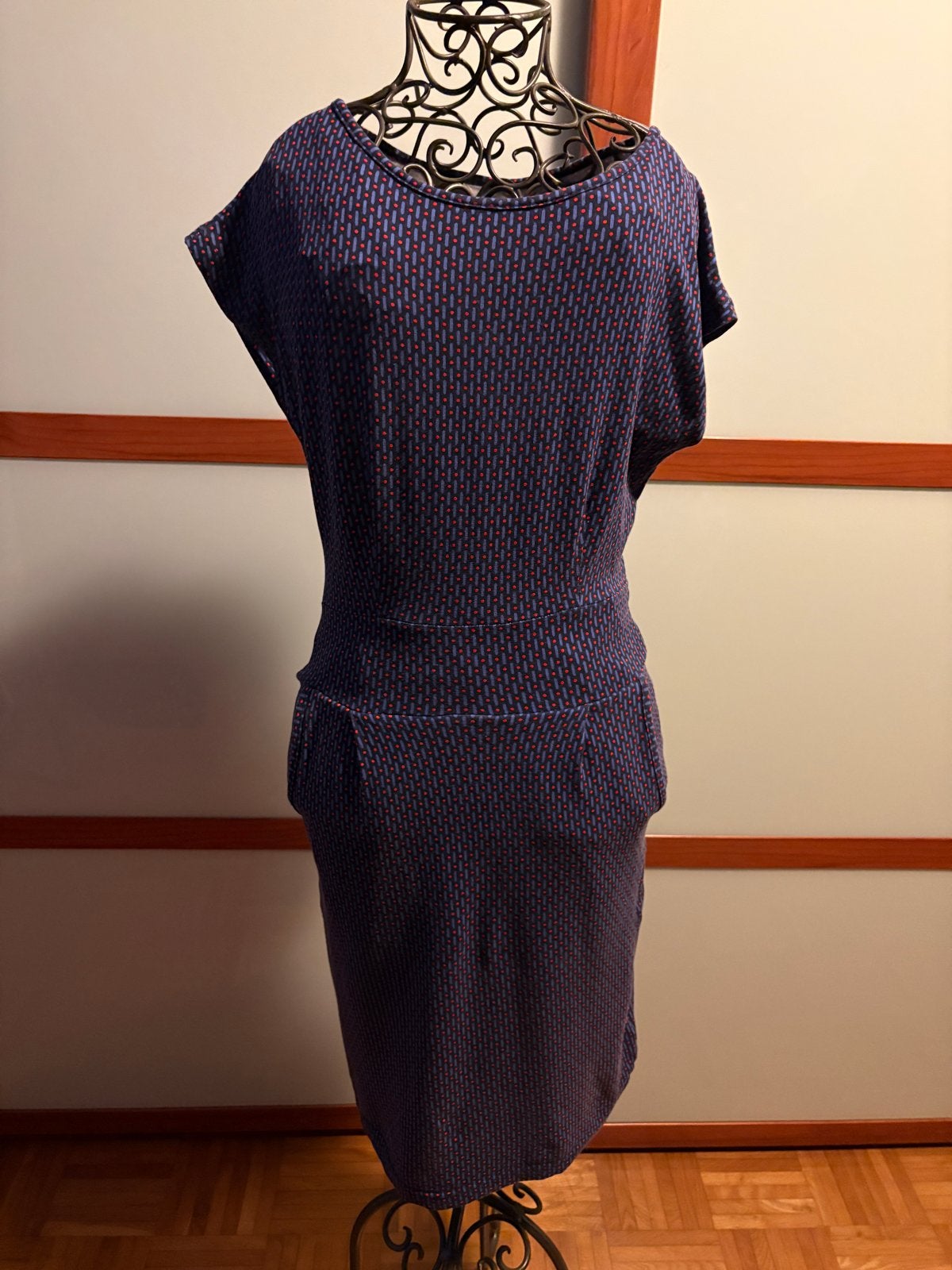 King Louie jurk XS - Blauw/Rood patroon, Kleding | Dames, Blauw, Ophalen of Verzenden, Zo goed als nieuw, Maat 34 (XS) of kleiner