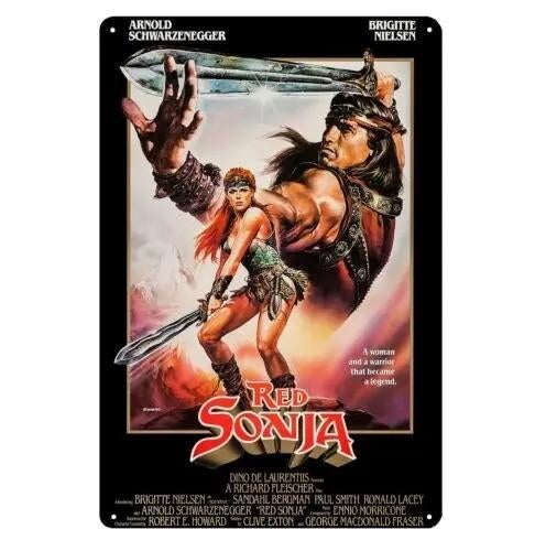 Vintage metalen bordje Red Sonja (30x20cm), Ophalen of Verzenden, Nieuw, Overige typen