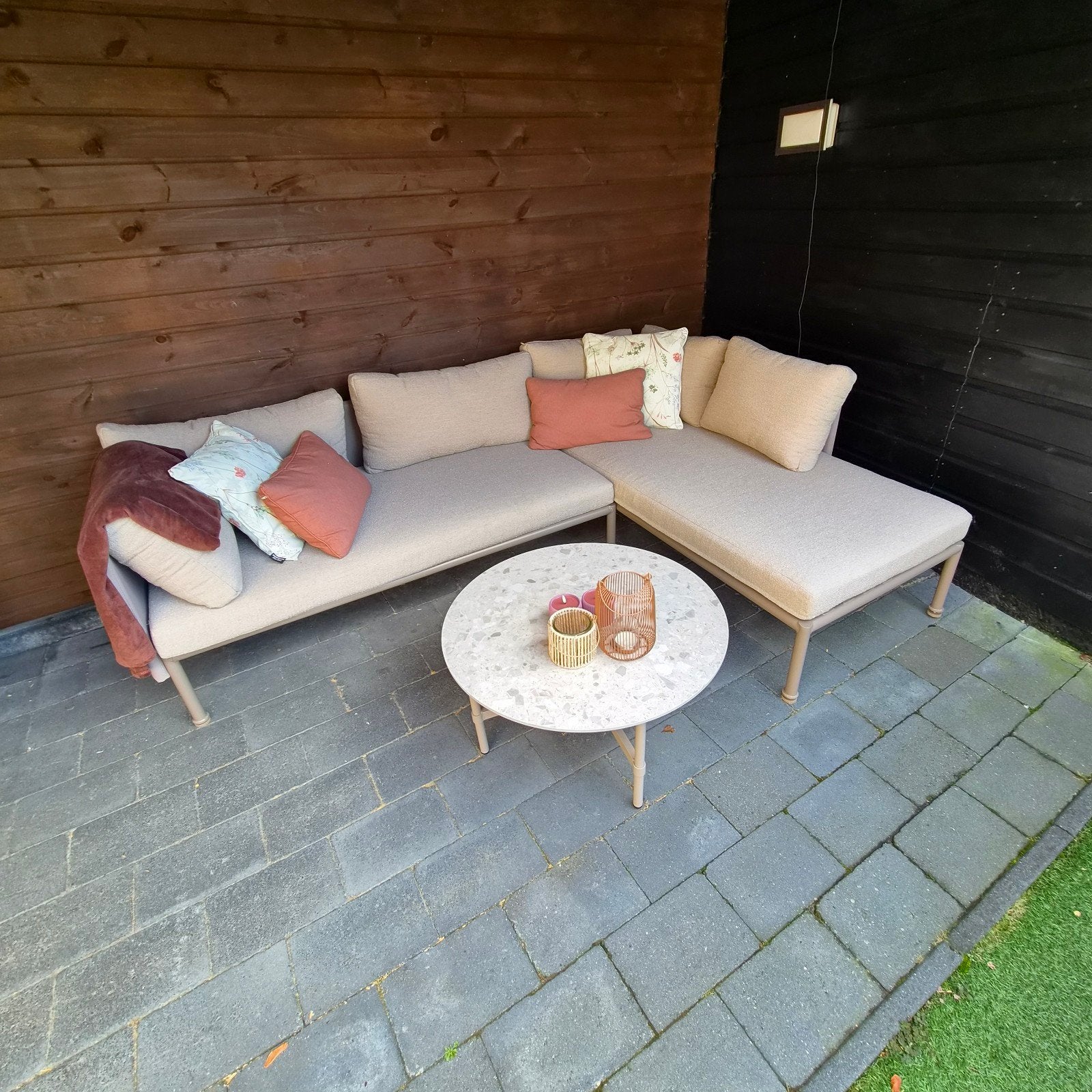 Moderne loungeset met salontafel - Zo goed als nieuw, Ophalen, Bank, Loungeset