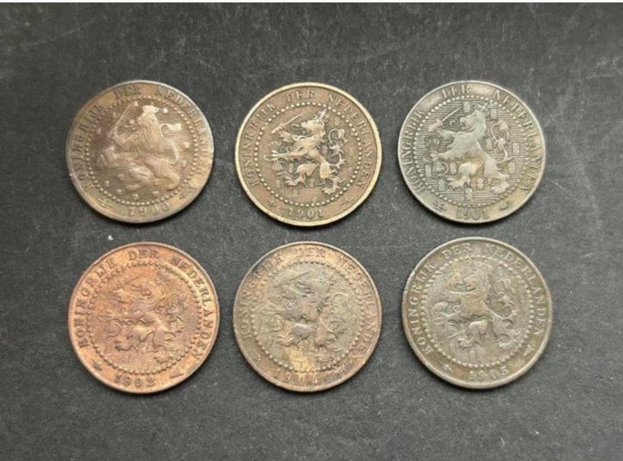 01 cent 1900, 1901-g, 1901-k, 1902, 1904 en 1905, Postzegels en Munten, Munten | Nederland, Ophalen of Verzenden, Koningin Wilhelmina