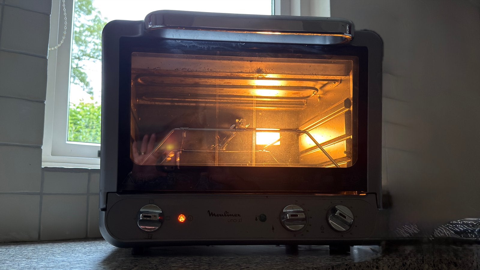 Moulinex oventje met draaispit - Uno XL, Minder dan 45 cm, Ophalen of Verzenden, Oven met grill, Gebruikt