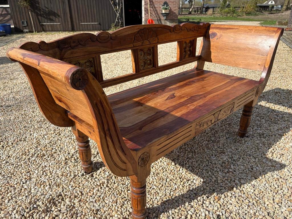 Decoratief oud Indiaas bankje - Midden-Oosten import, Antiek en Kunst, Antiek | Meubels | Stoelen en Banken, Ophalen