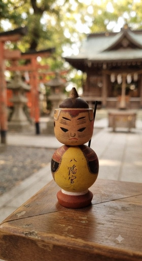 Vintage Hachiman kokeshi, Hout, Verzenden, Japan, 5 cm