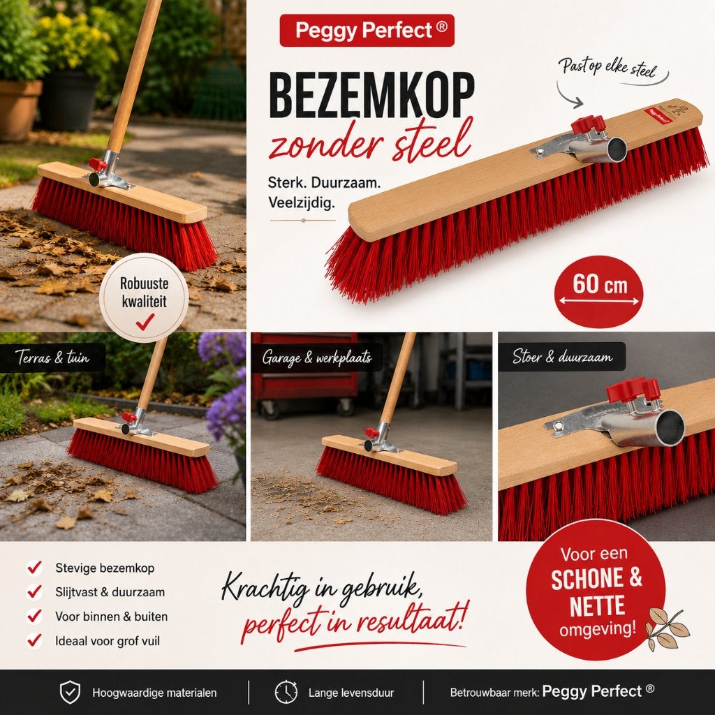 Peggy Perfect Bezemkop 60 cm – Zonder steel - Nieuw, Ophalen of Verzenden, Nieuw, Bezem, Peggy Perfect