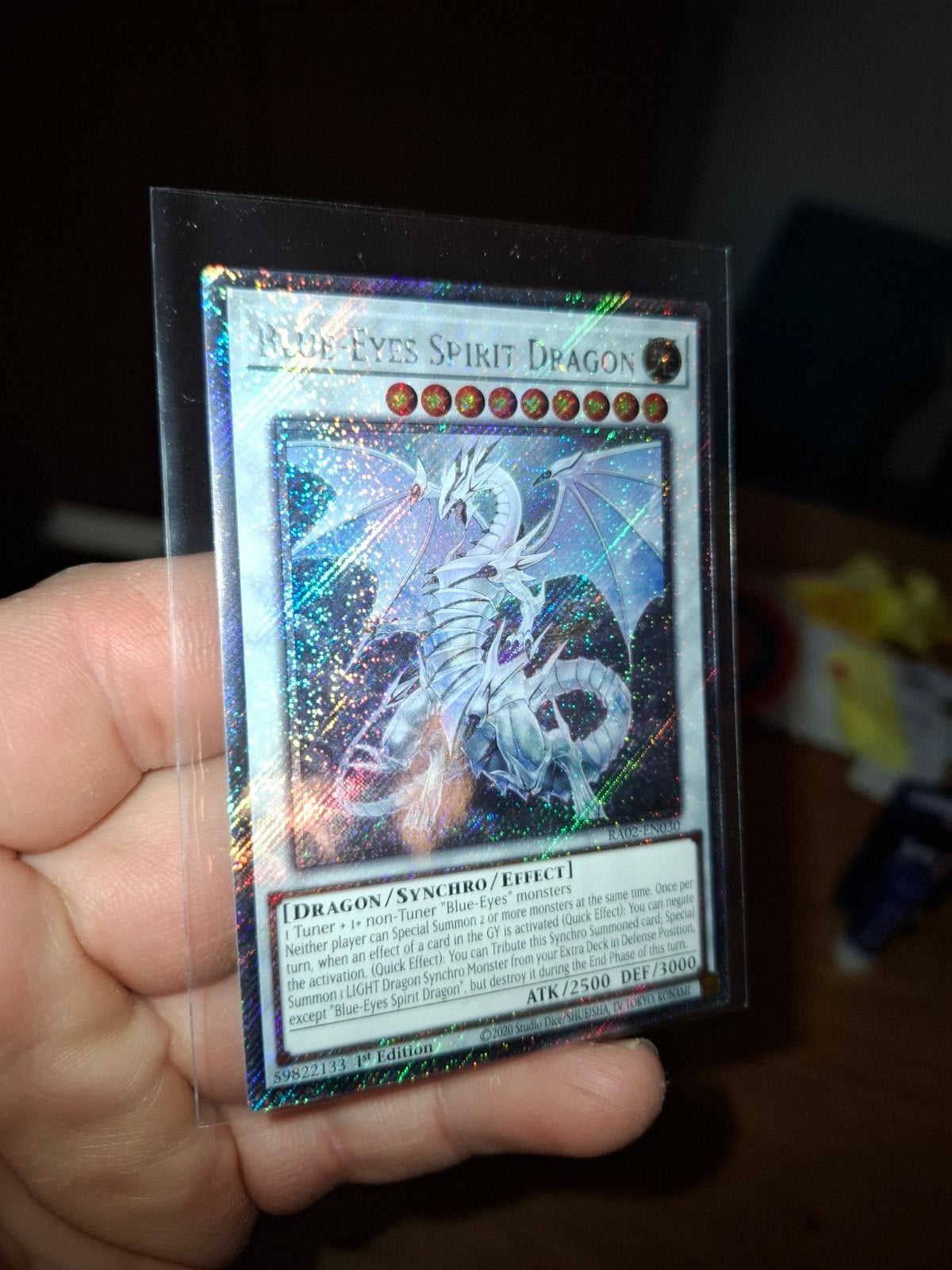 Yu-Gi-Oh Blue-Eyes Spirit Dragon RA02 Platinum Secret Rare, Ophalen of Verzenden, Nieuw, Losse kaart, Foil