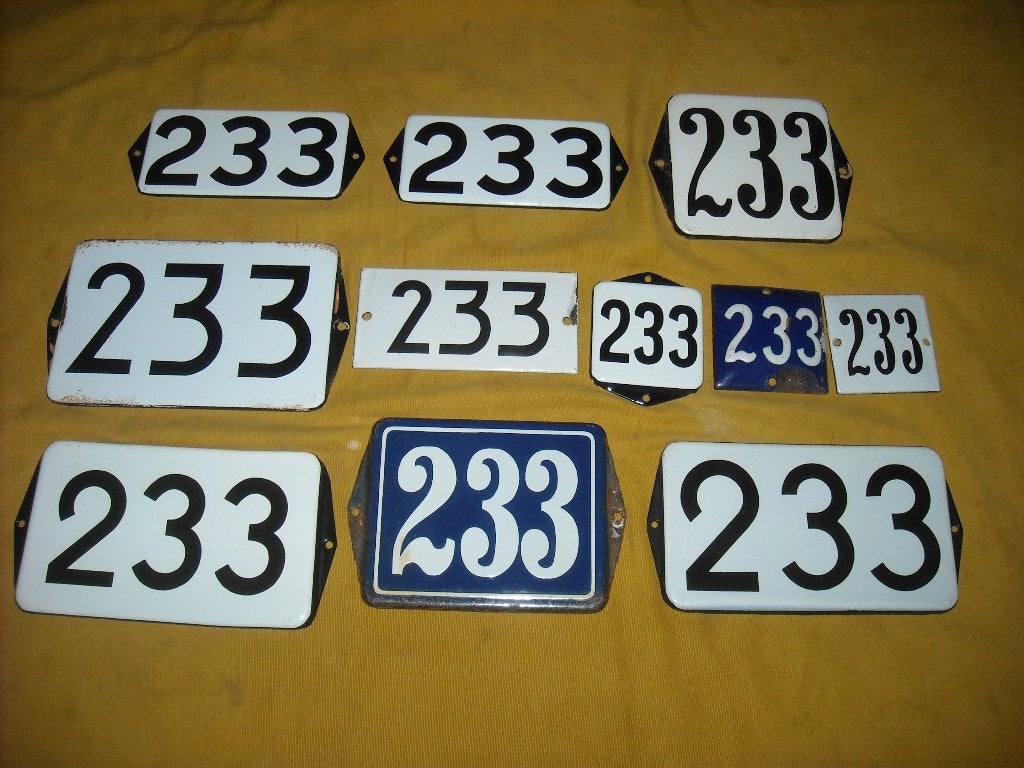 oud emaille huisnummer 233 ook 234 235 236 237 238 239 240 1, Antiek en Kunst, Ophalen of Verzenden