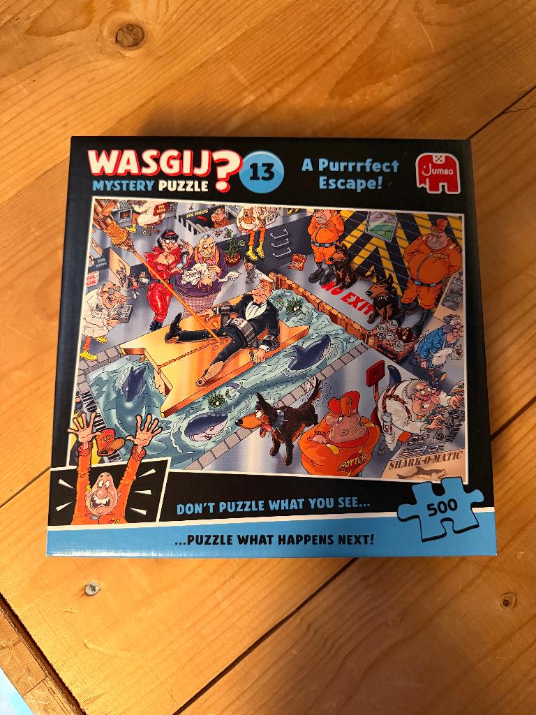 Wasgij Mystery puzzel 500 stukjes - A Purrrfect Escape!, Ophalen of Verzenden, 500 t/m 1500 stukjes, Zo goed als nieuw, Legpuzzel