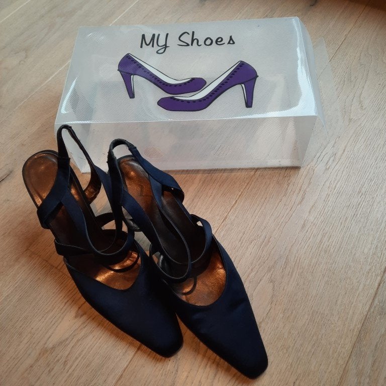Nina | donkerblauwe zijde-achtige stof beklede schoenen 41, Kleding | Dames, Schoenen, Blauw, Ophalen of Verzenden, Zo goed als nieuw