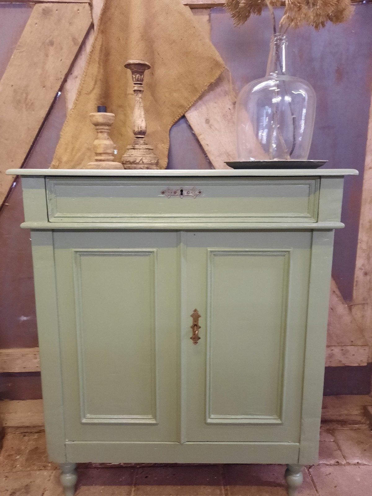 Oud meidenkastje meidenkast kastje kast oud dressoir groen, Ophalen, Gebruikt, Met deur(en), 50 tot 100 cm