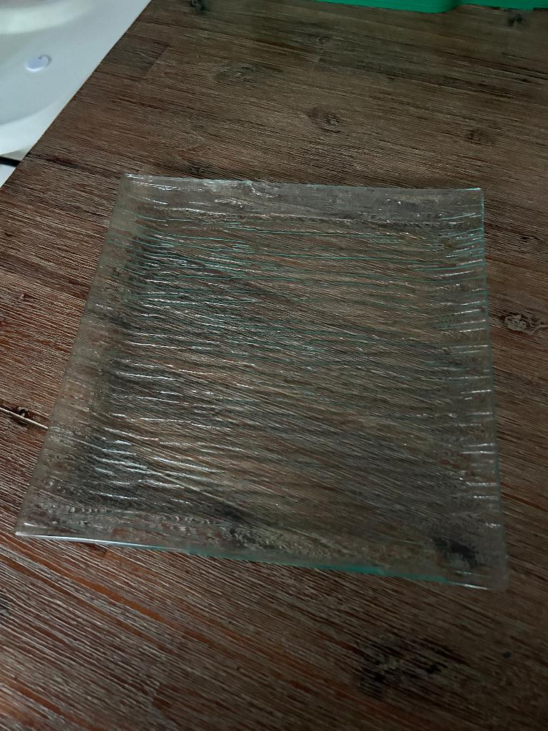 Schaal ribbel vierkant van glas, Schaal, Vierkant, Nieuw, Ophalen of Verzenden