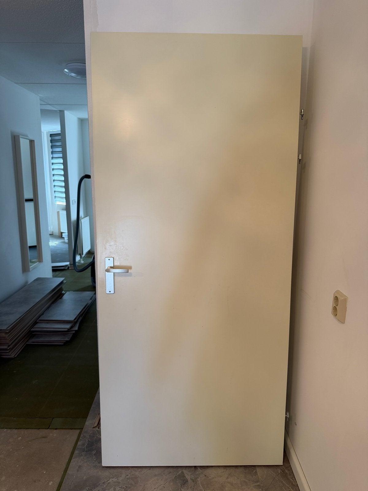 Witte binnendeur met kozijn en glas, Ophalen, Binnendeur, 200 tot 215 cm, Glas
