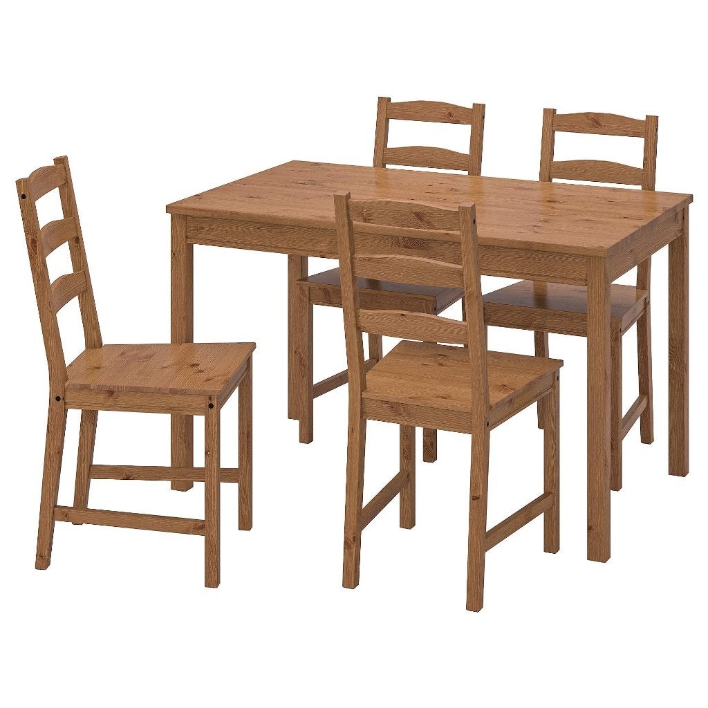 Eettafel en 4 stoelen IKEA JOKKMOK, Ophalen, Gebruikt, 100 tot 150 cm, 50 tot 100 cm