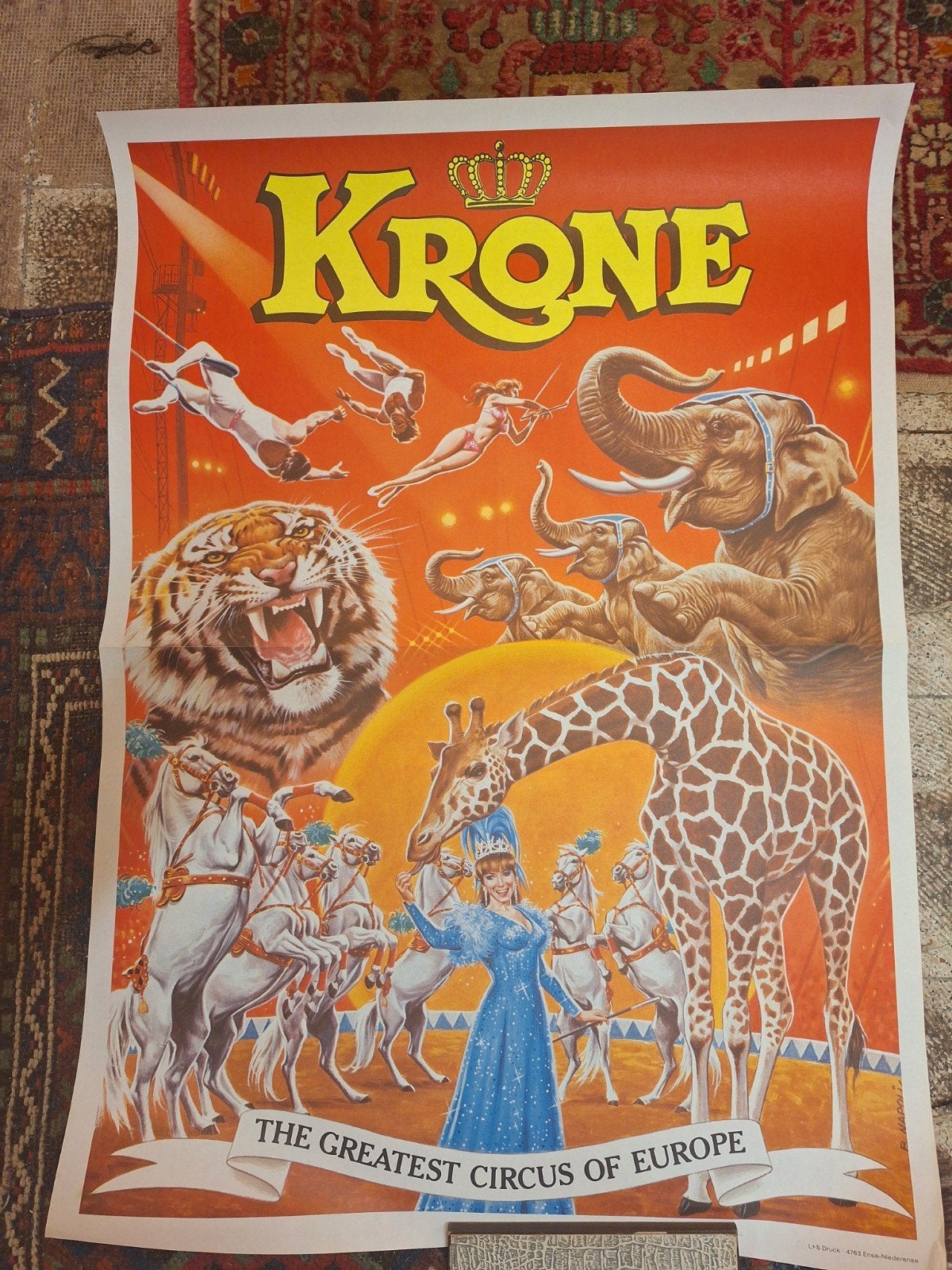 Vintage Circus Krone Poster - Grootste Circus van Europa, Ophalen of Verzenden, Gebruikt