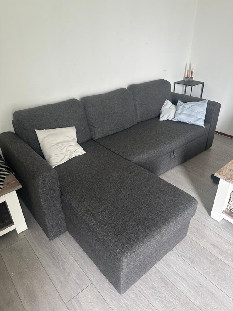 Grijze hoekbank MOET NU WEG, Ophalen, 250 tot 300 cm, Gebruikt, 100 tot 125 cm