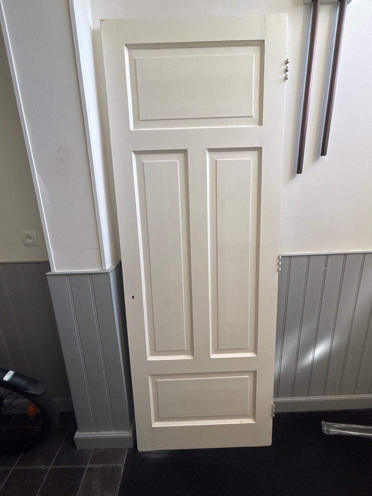 Oude Witte binnendeur, paneeldeur 219x79, Doe-het-zelf en Verbouw, Gebruikt, Minder dan 80 cm, 215 cm of meer, Binnendeur