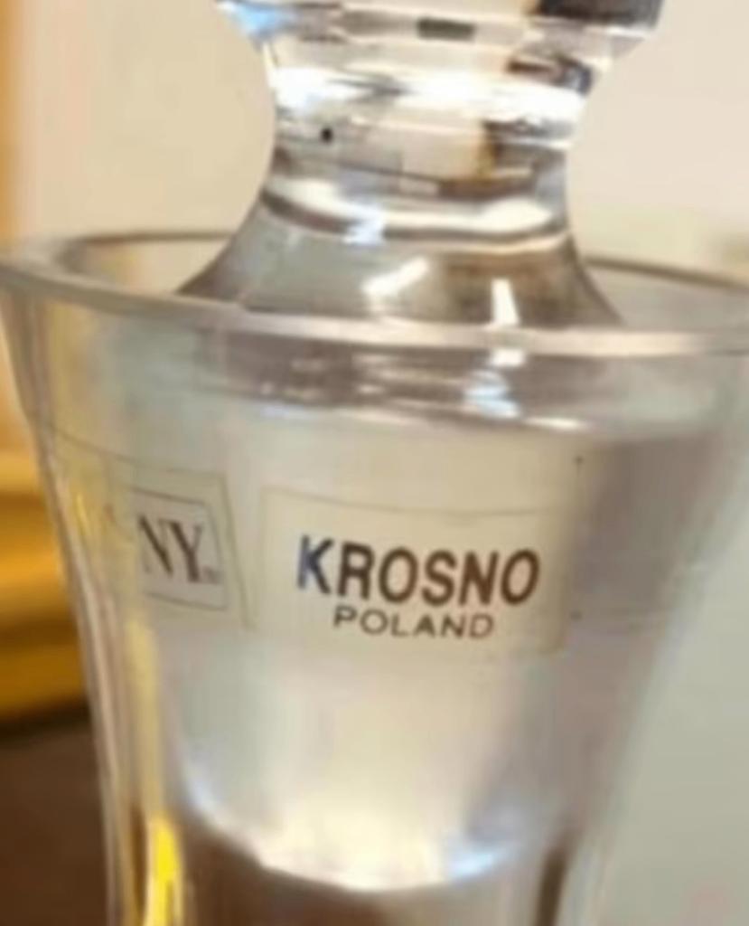 Kristallen karaf uit Polen: Krosno Bonny (31 cm hoog), Antiek en Kunst, Antiek | Glas en Kristal, Ophalen of Verzenden
