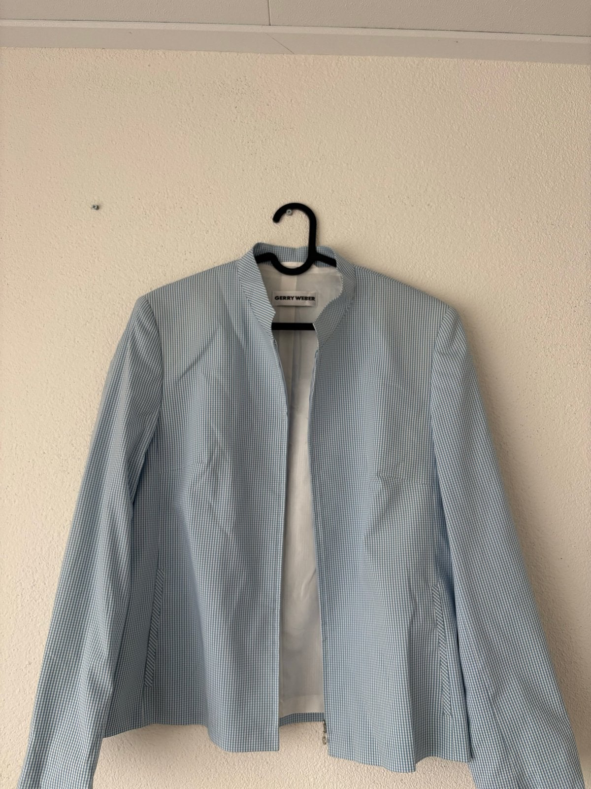 Gerry Weber Jasje - Lichtblauw Geruit, Maat 38/40 (M), Blauw, Ophalen of Verzenden, Zo goed als nieuw