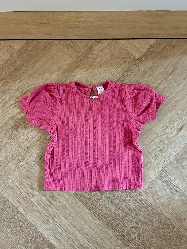 Z.g.a.n. Roze shirt / top van H&M met pofmouwen, maat 86, Kinderen en Baby's, Babykleding | Maat 86, Meisje, H&M, Ophalen of Verzenden