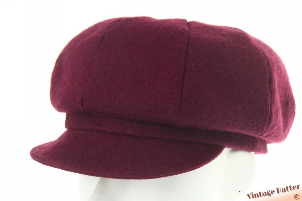 Vintage ballonpet bordeaux vilt 54,5 = XS gratis verzending
