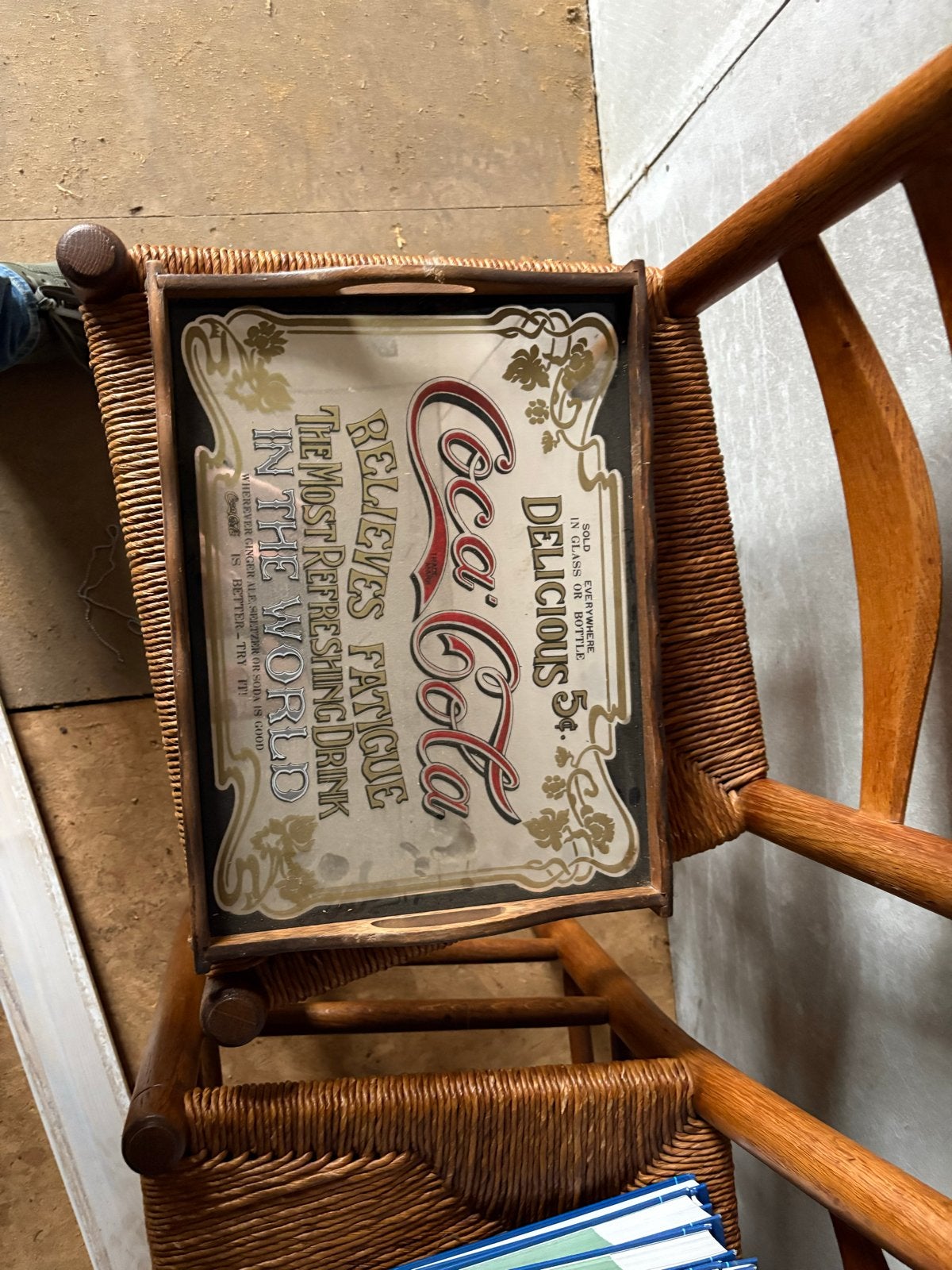 Vintage Coca-Cola dienblad met spiegel, Ophalen of Verzenden