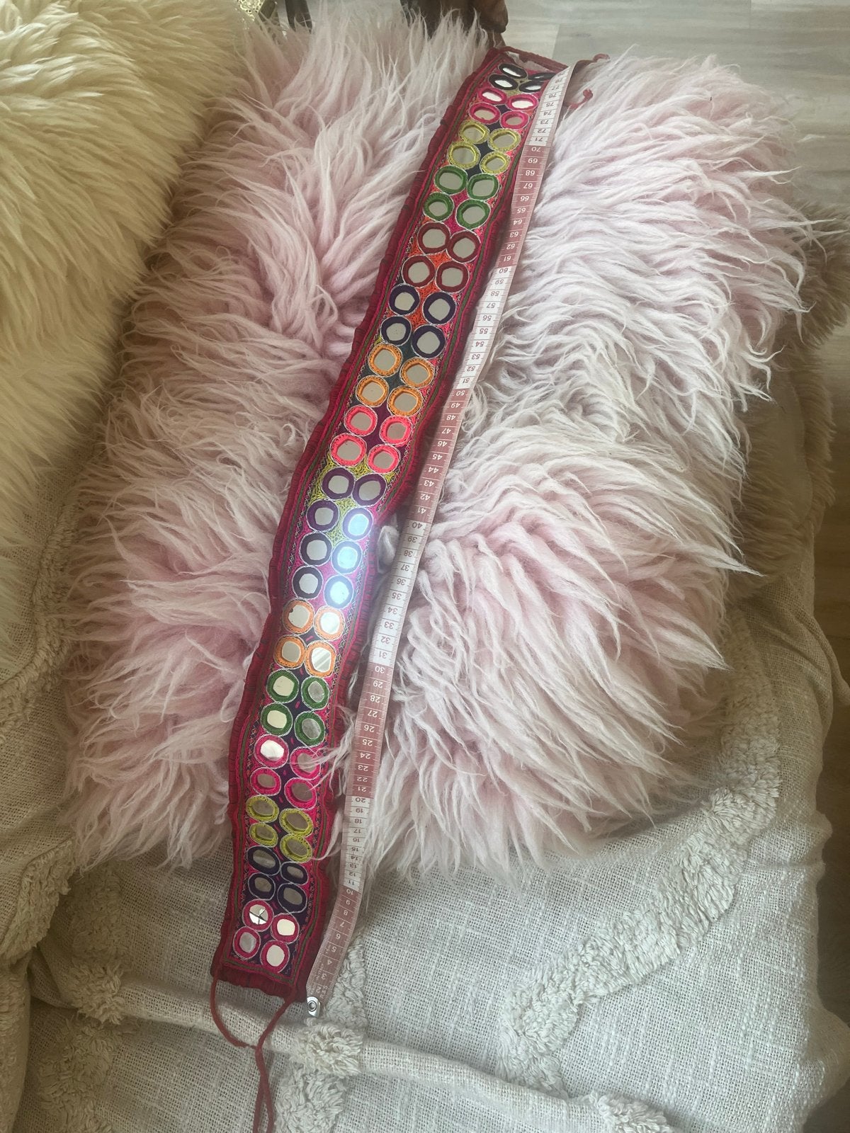 Boho-chic Heupriem met Spiegeltjes - tribal-Handwerk, Kleding | Dames, Riemen en Ceinturen, 5 cm of meer, Heupriem, Ophalen of Verzenden