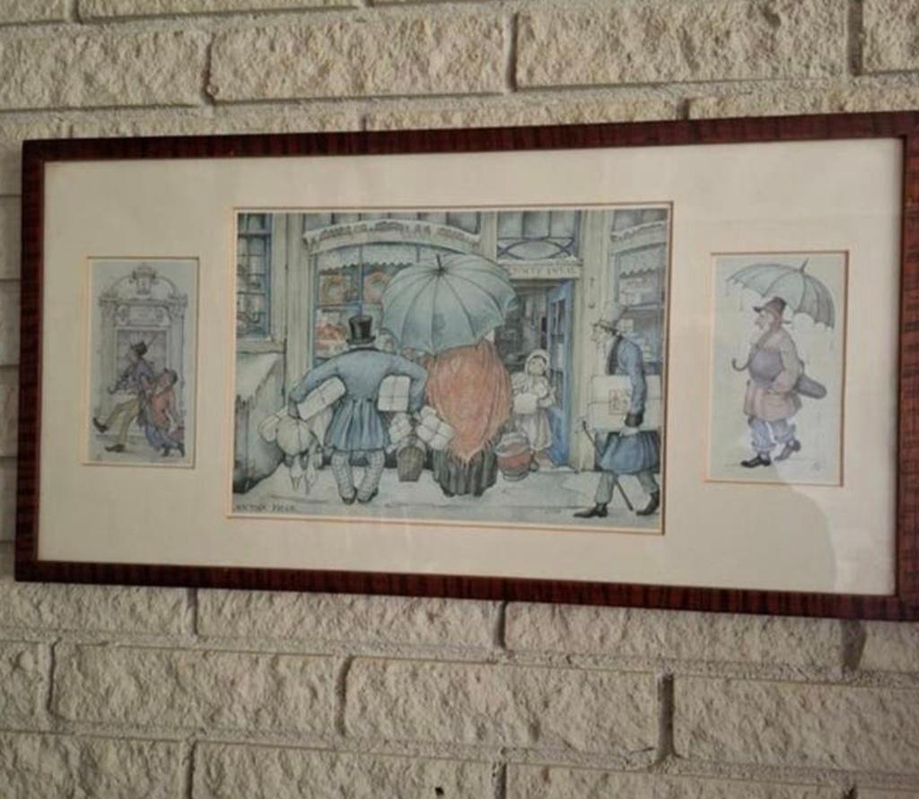 Anton Pieck Prent: Bakkerij en Straatscènes, Dagelijks leven, Ingelijst, Ophalen of Verzenden, Lithografie