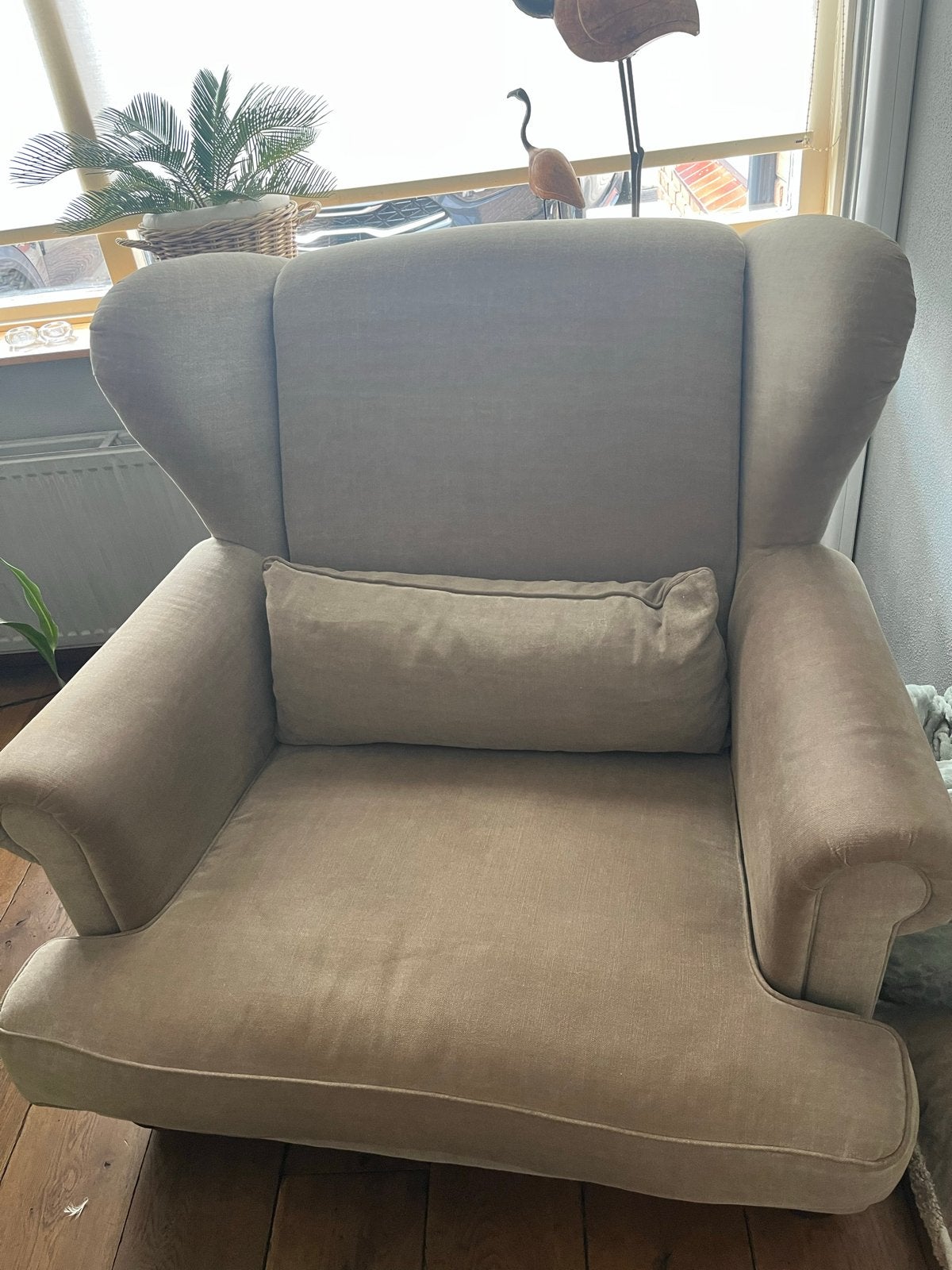Comfortabele fauteuil met lichte vlek op de zitting, Huis en Inrichting, Fauteuils, Ophalen, Gebruikt, Stof, 125 cm of meer