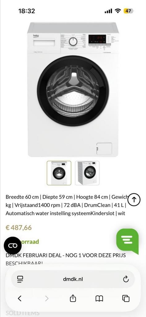Wasmachine Beko. Nog geen 2 jaar oud., Ophalen, Zo goed als nieuw, 1200 tot 1600 toeren