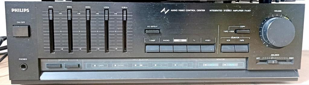 Philips FA567 Geïntegreerde Stereo Versterker met Equalizer, Ophalen of Verzenden, Minder dan 60 watt, Overige merken