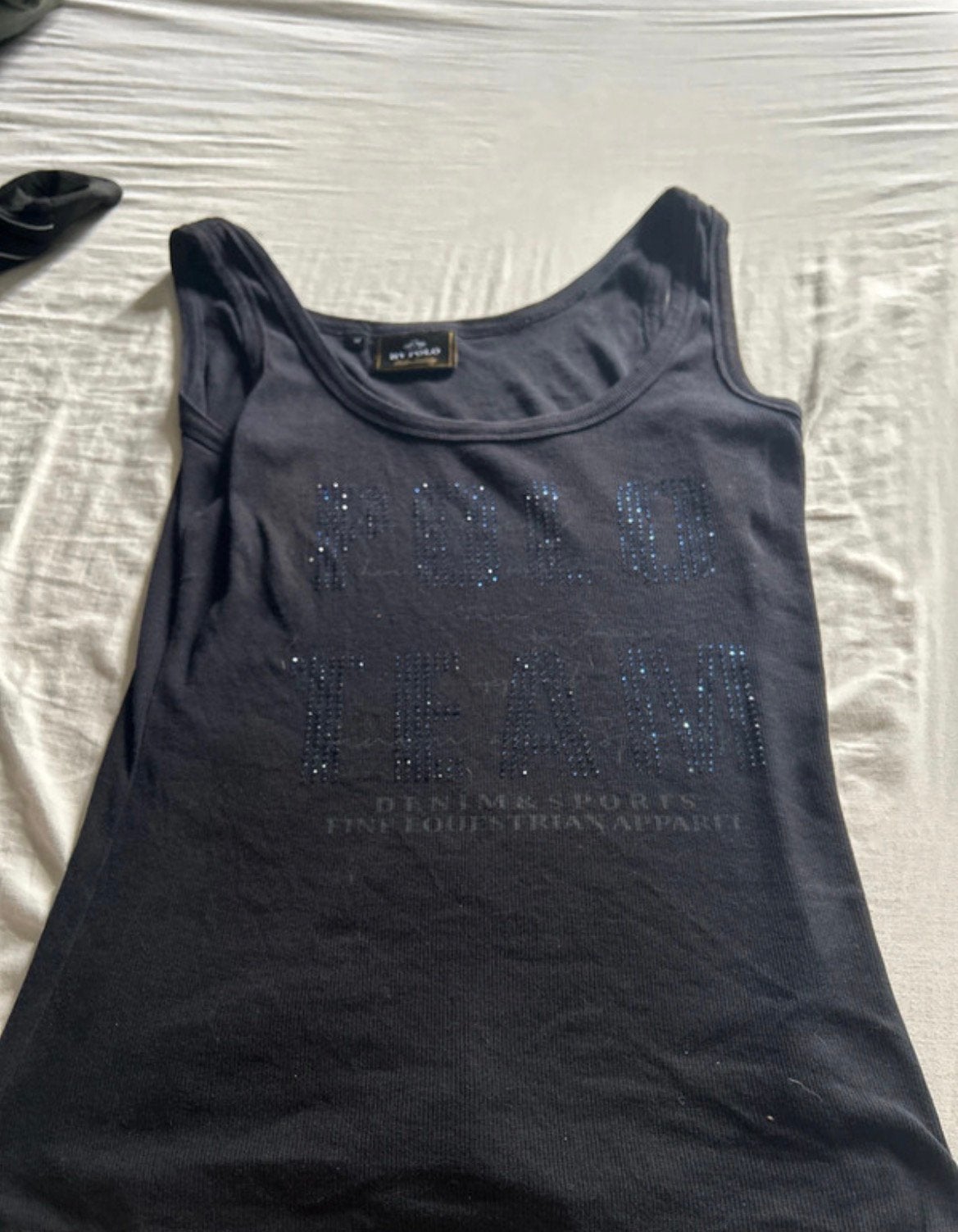 HV Polo Zwarte Tanktop / Singlet met Strass Polo Team Maat M, Blauw, Dressuur, Ophalen of Verzenden, Zo goed als nieuw