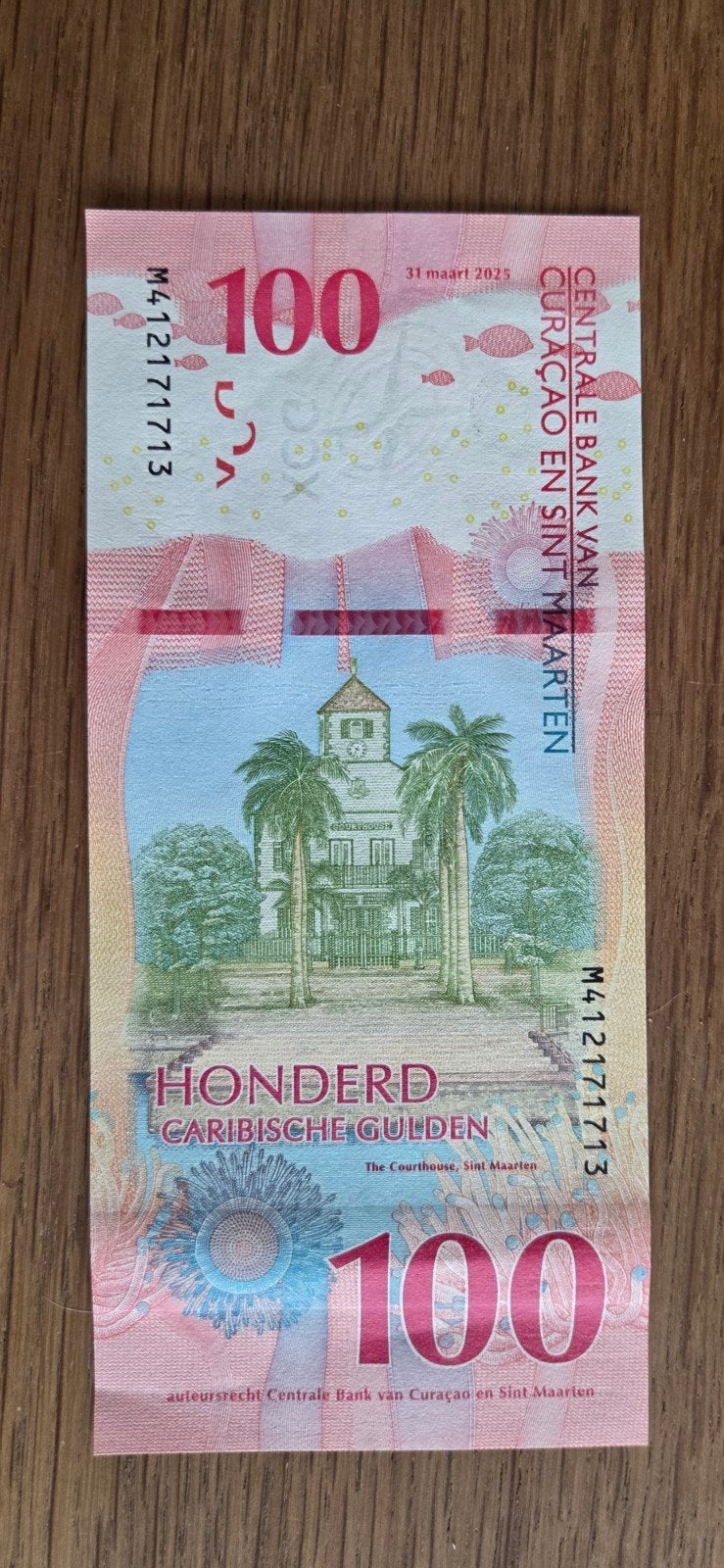 100 Caribische Gulden Biljet Curaçao Niet in omloop geweest, Ophalen of Verzenden, 100 gulden, Los biljet