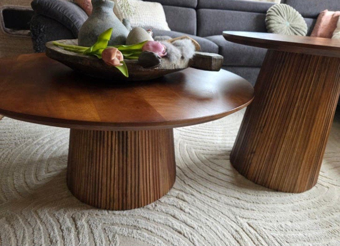 Set van 2 prachtige salontafels, Ophalen, Japandi, Rond, 50 tot 100 cm