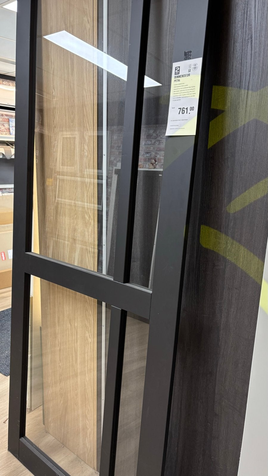 Industriële opdek binnendeur 231.5x93 links incl. glas, Doe-het-zelf en Verbouw, Deuren en Horren, Ophalen, 80 tot 100 cm, 215 cm of meer