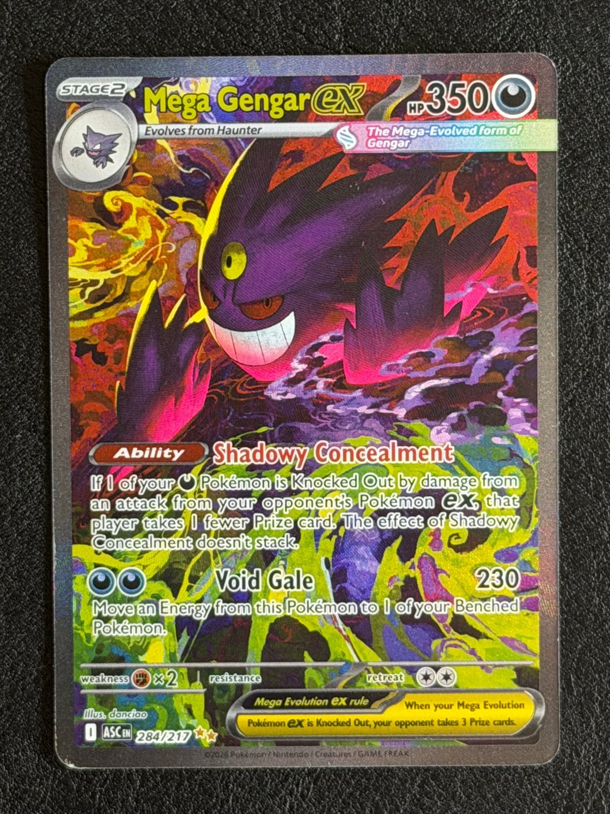 Mega Gengar EX SIR - ascended heroes 284/217 EX/NM, Ophalen of Verzenden, Nieuw, Losse kaart
